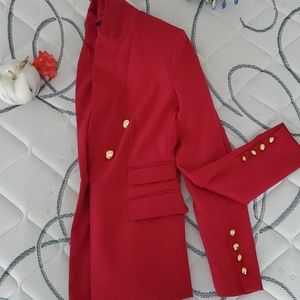 XOXO Women's Pink XS Blazer Gold Button Accents